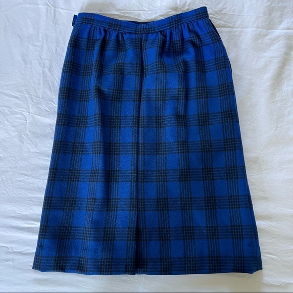 Vintage Pendleton Blue and Black Plaid Pencil Skirt • XSP - Picture 2 of 6